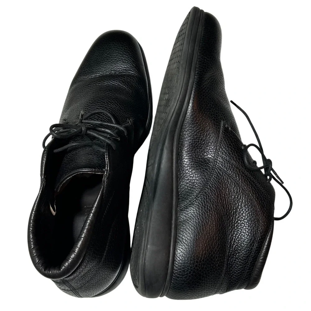 A. Testoni Mens Black Pebbled Leather Chukka Boots Made in Italy‎ Size 11